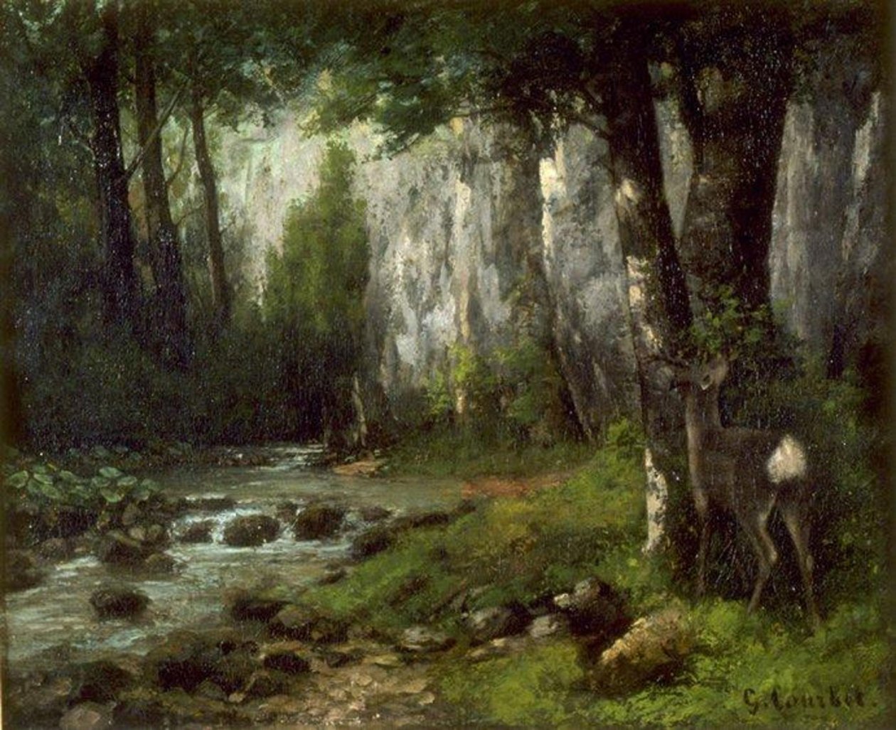 Courbet - Hjort i skoven, ca. 1839-1877 af Gustave Courbet