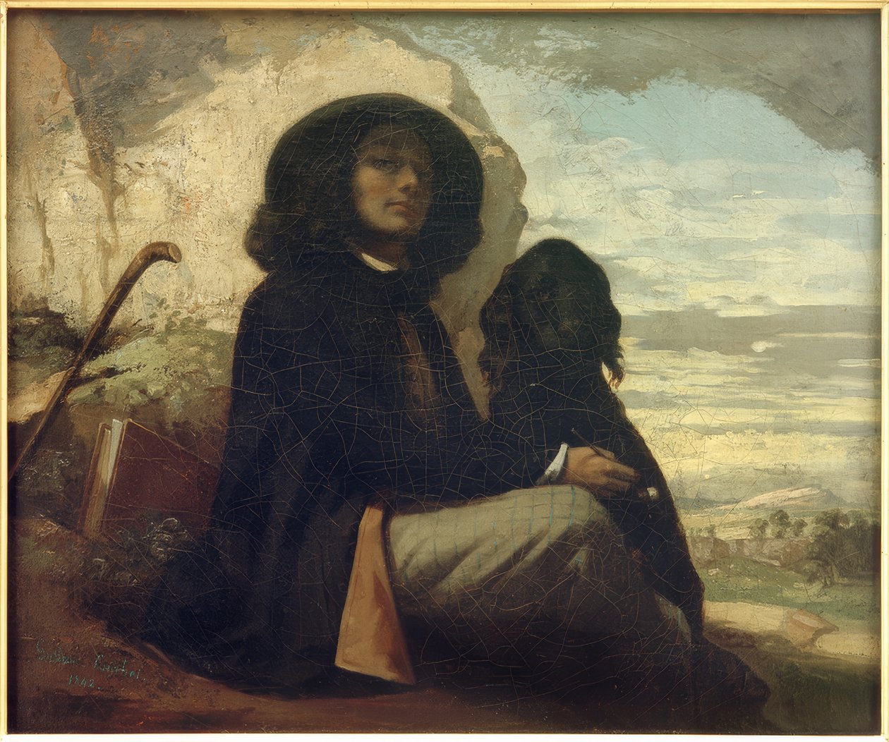 Courbet med den sorte hund af Gustave Courbet