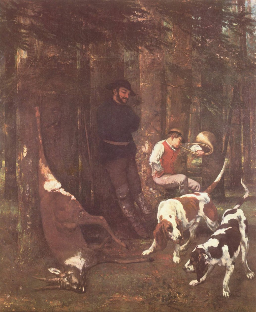 Byttet (jagt med hunde) af Gustave Courbet