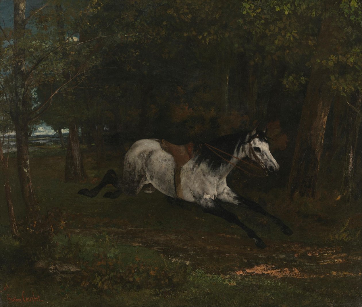 En hest, der løber i ét stræk af Gustave Courbet