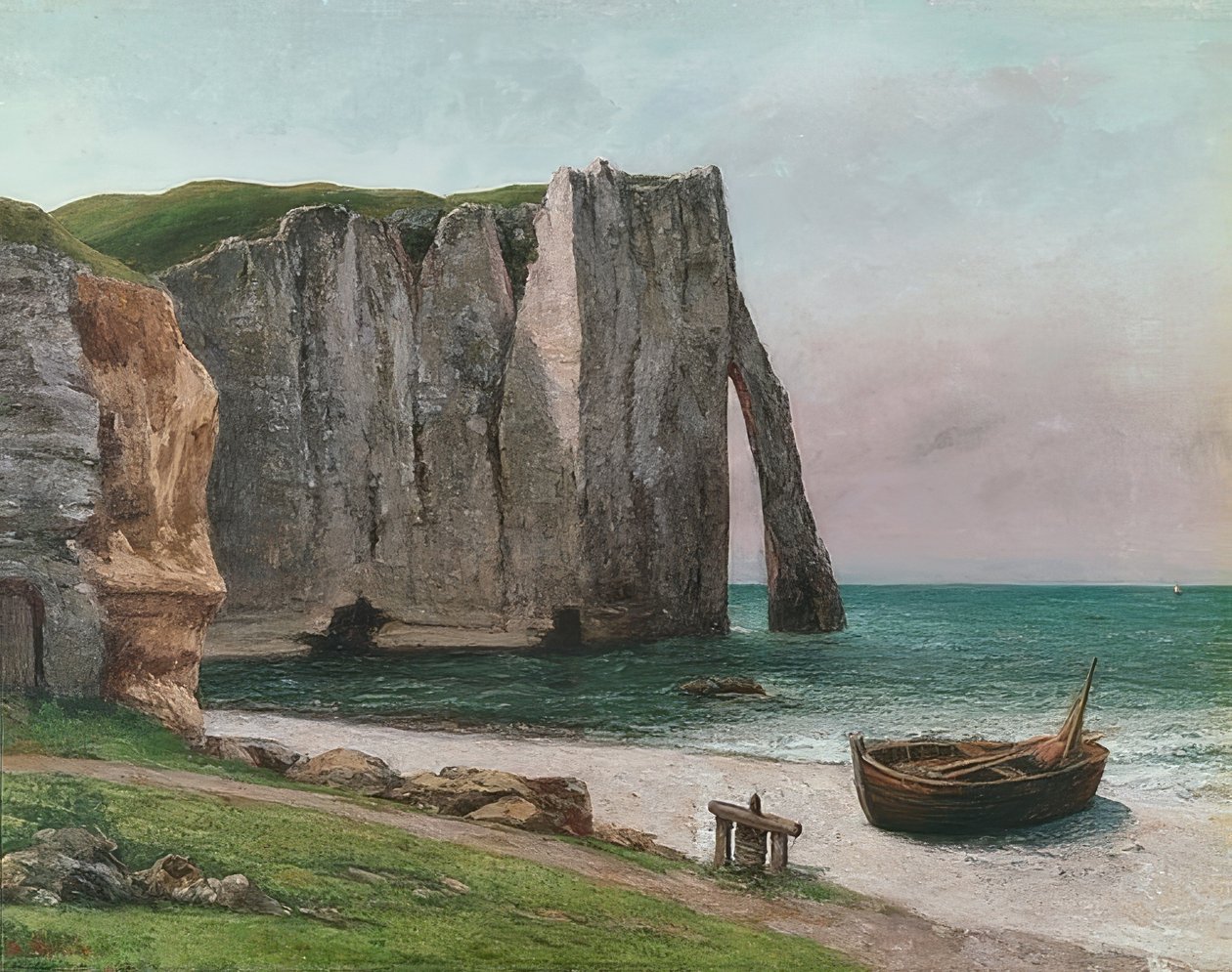 Felsen von Etretat (Étretats klippe). Um 1869 af Gustave Courbet