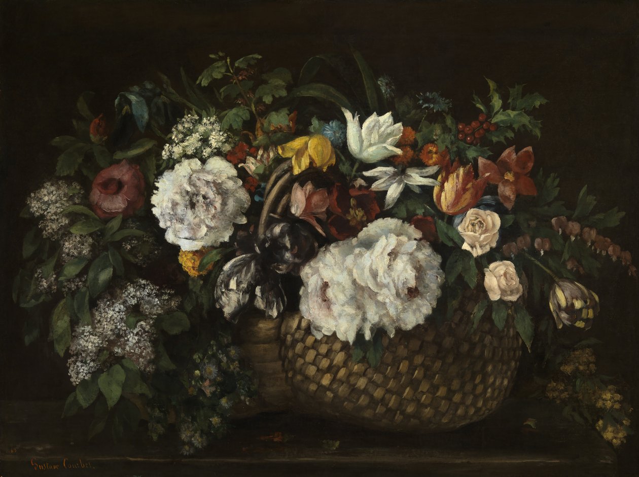 Blomster i en kurv af Gustave Courbet
