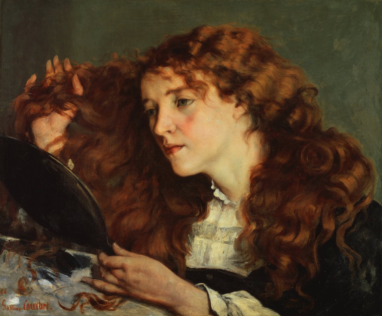 Fransk:  Jo, la belle Irlandaise Jo, den smukke irske pige af Gustave Courbet