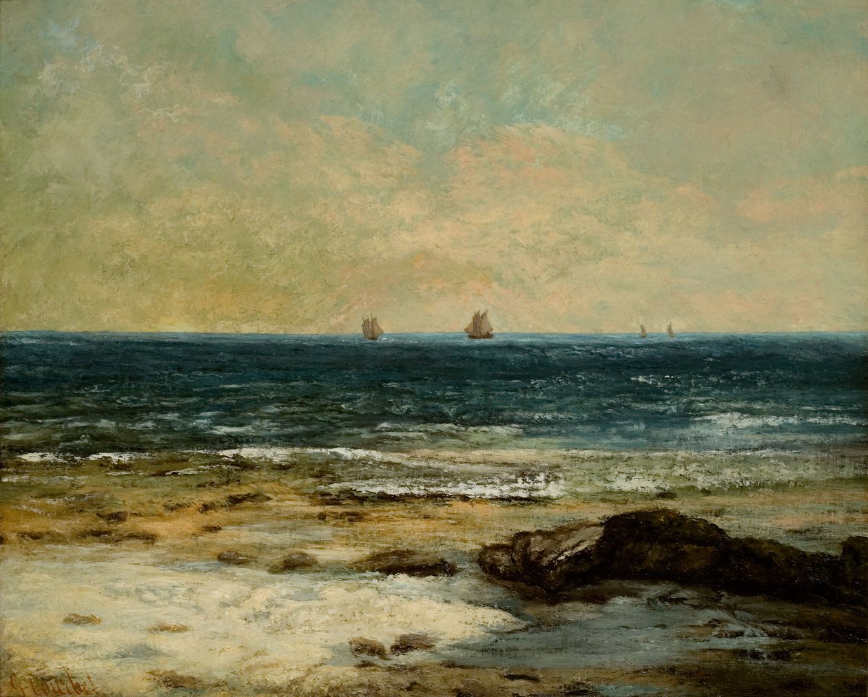 Fransk: Les Bords de la mer à Palavas af Gustave Courbet