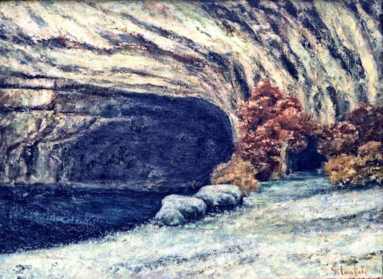 Snedækket Loue-grotte af Gustave Courbet