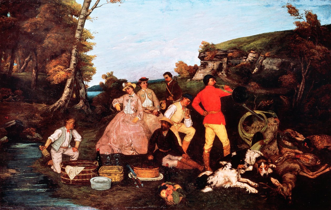 Hallali (jagtmåltidet eller hjortens hallali) af Gustave Courbet