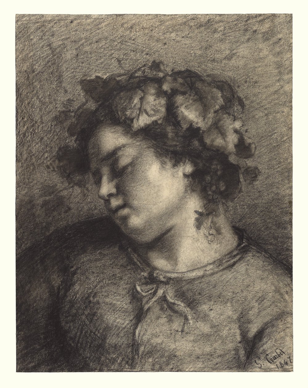 Hovedet af en sovende bacchante af Gustave Courbet