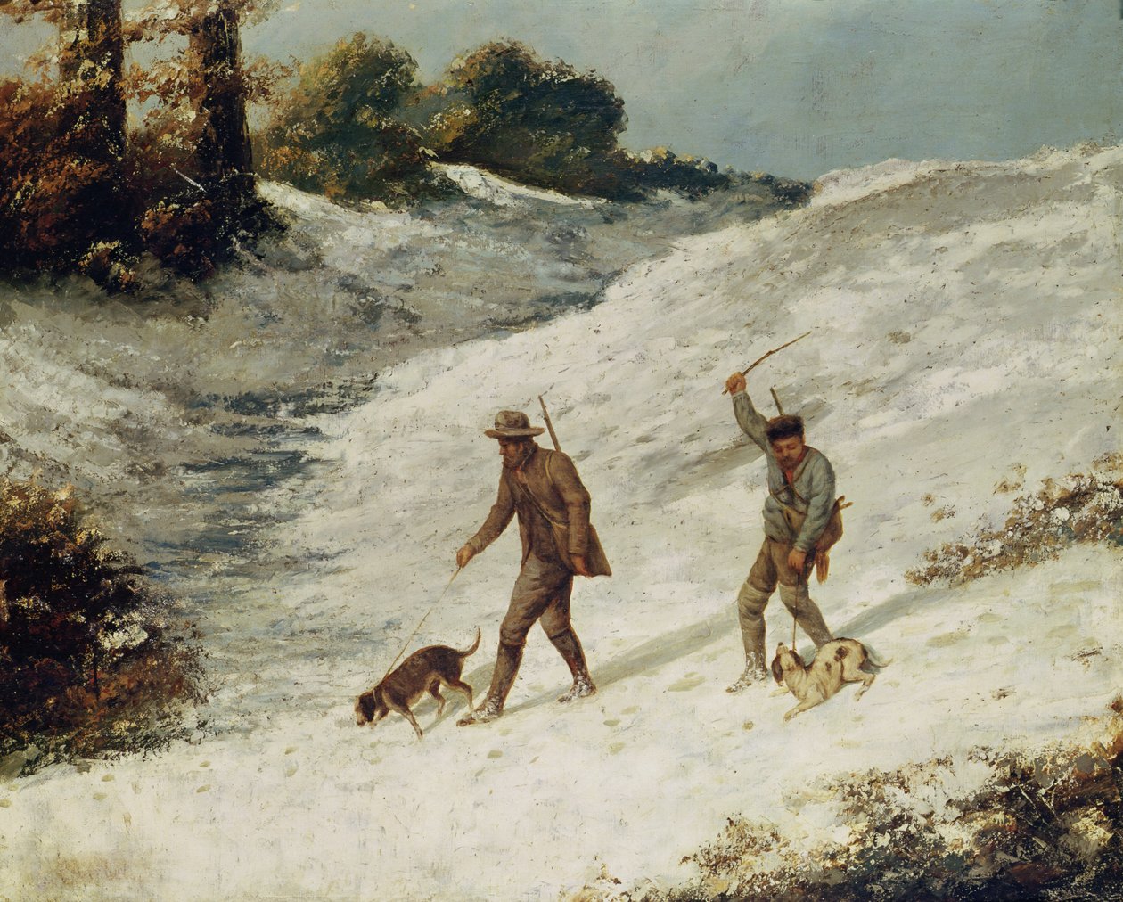 Hunters in the Snow eller Krybskytterne af Gustave Courbet