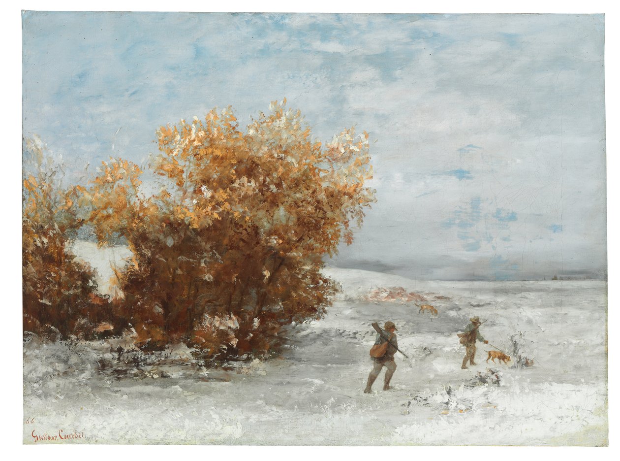 Jægere i sneen, 1866 af Gustave Courbet