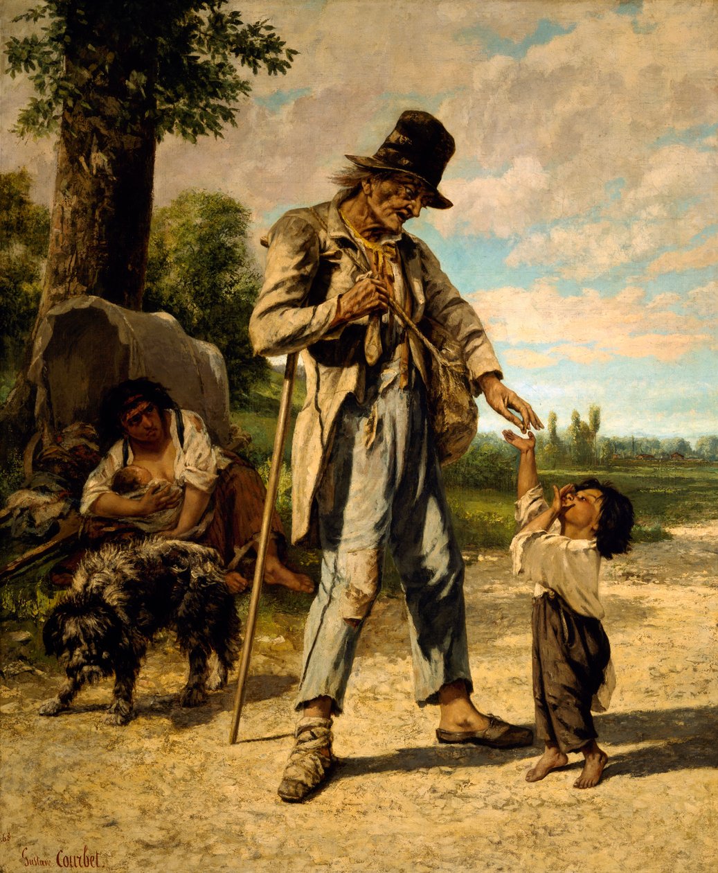 The Alms of a Beggar (olie på lærred) af Gustave Courbet