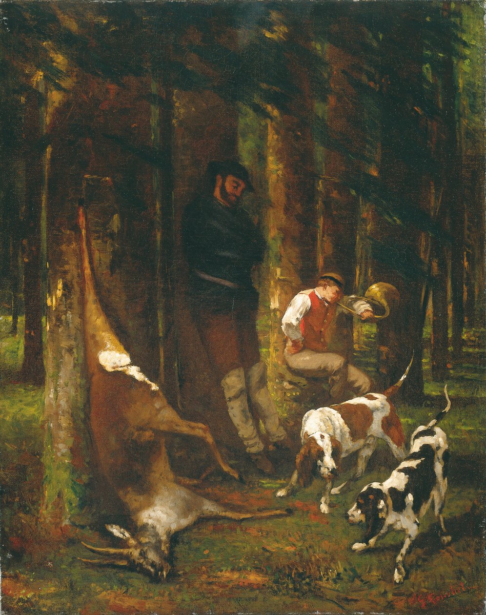 L "Hallali eller La Curee, 1858-62 af Gustave Courbet