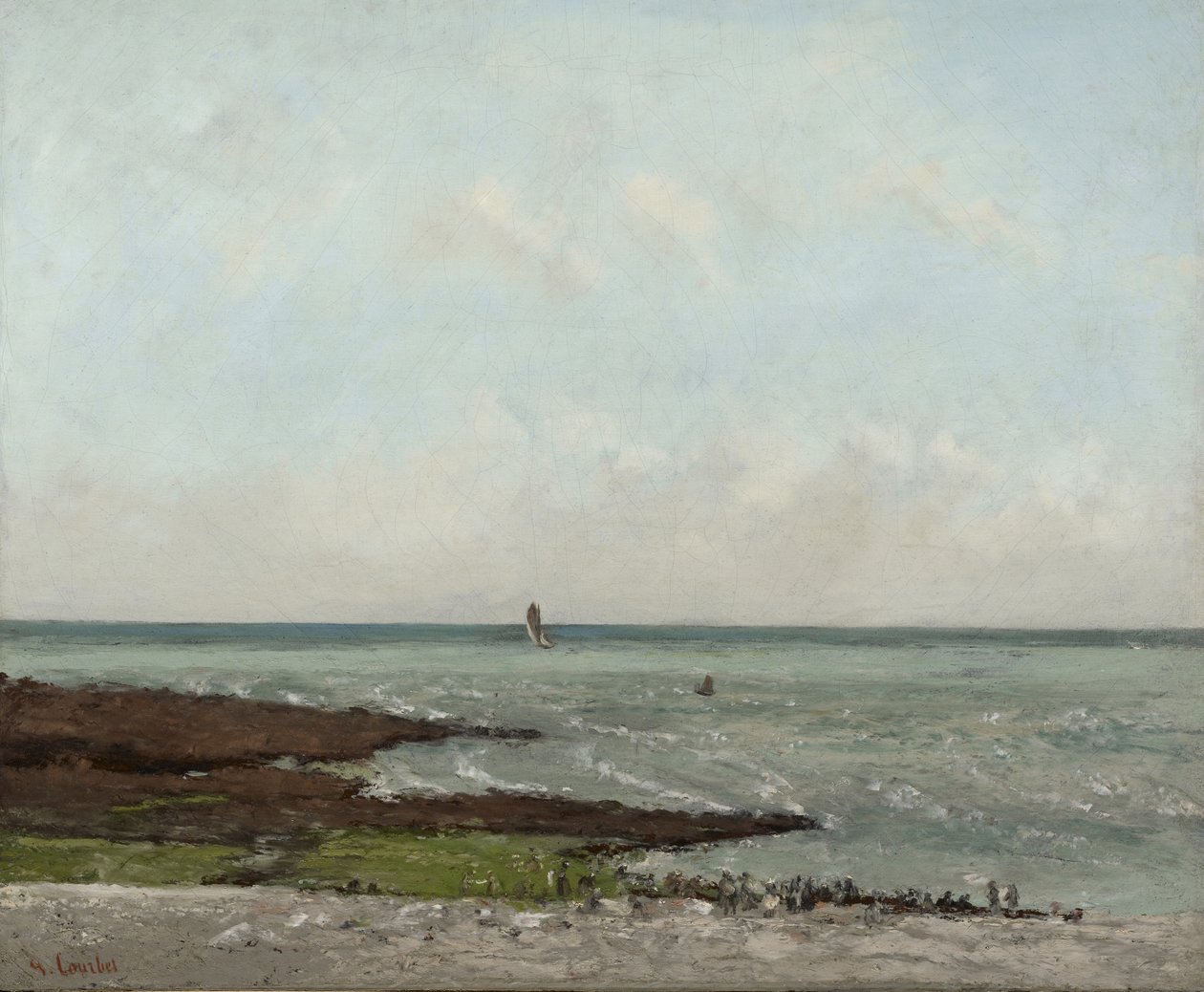 Vasketøjer ved lavvande, Étretat, 1866 eller 1869 af Gustave Courbet