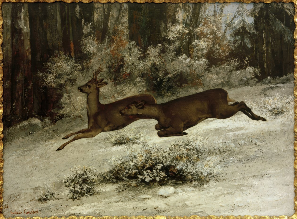 Le Change, en hjortejagtepisode i Franche-Comté af Gustave Courbet