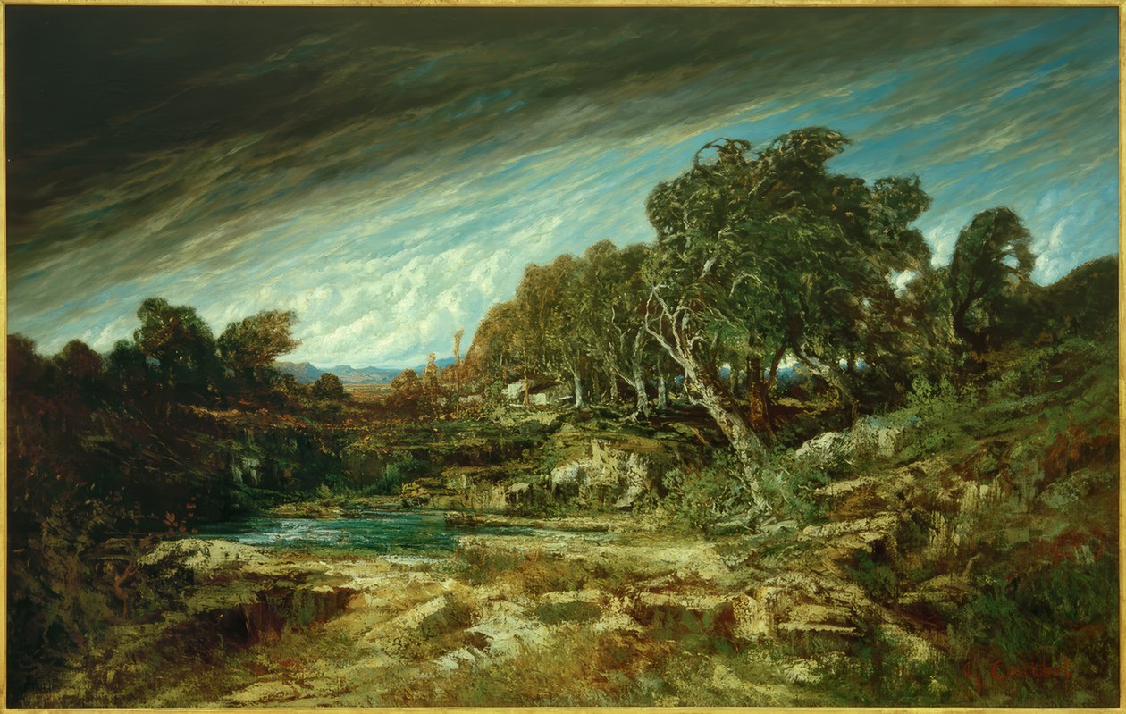 Vindstødet, Fontainebleau -skoven af Gustave Courbet