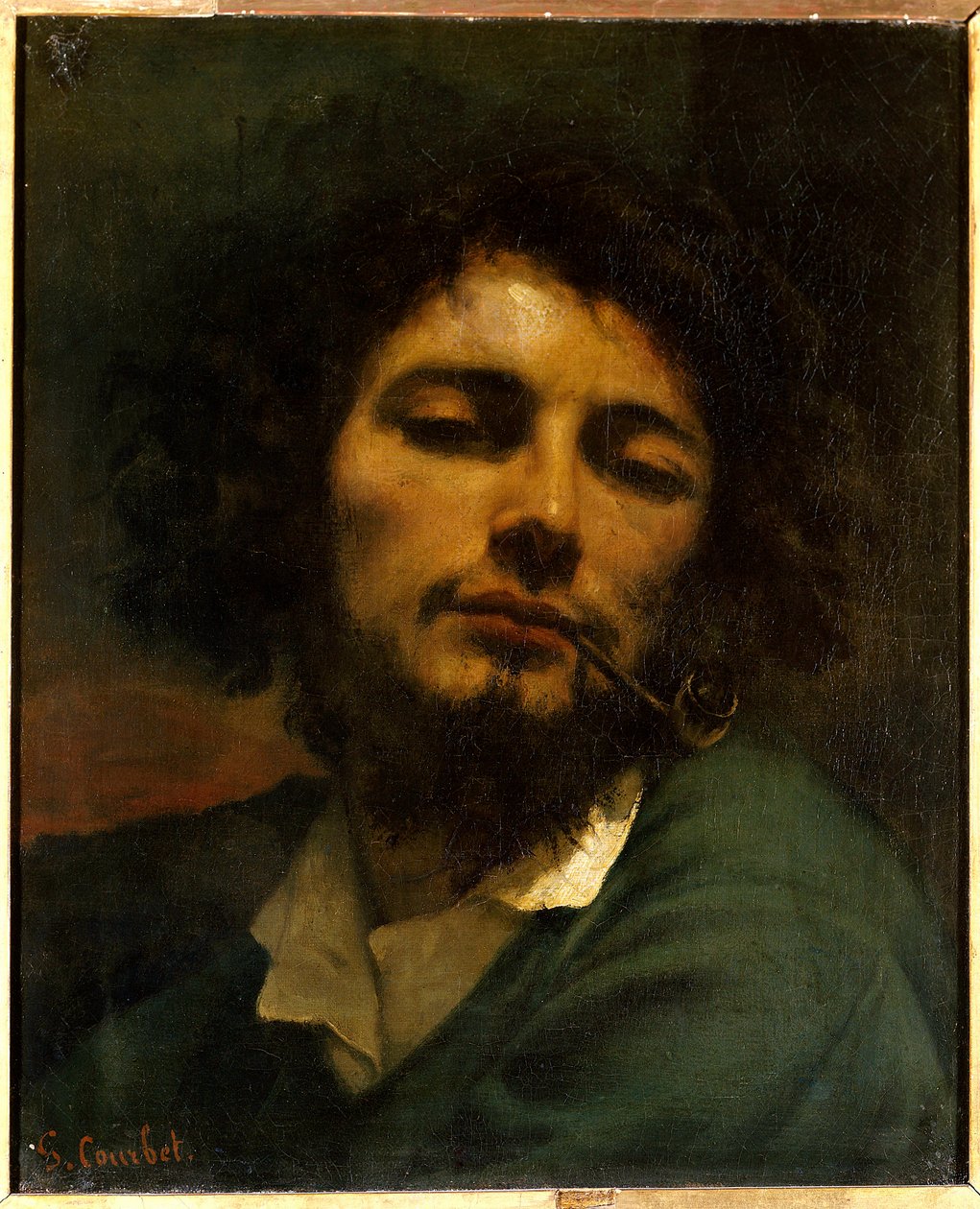 Mennesket har piben (h s/t 0,45 x 0,37), maleri af Gustave Courbet fra 1849 (1819-1877) Montpellier. Fabre Museum. af Gustave Courbet