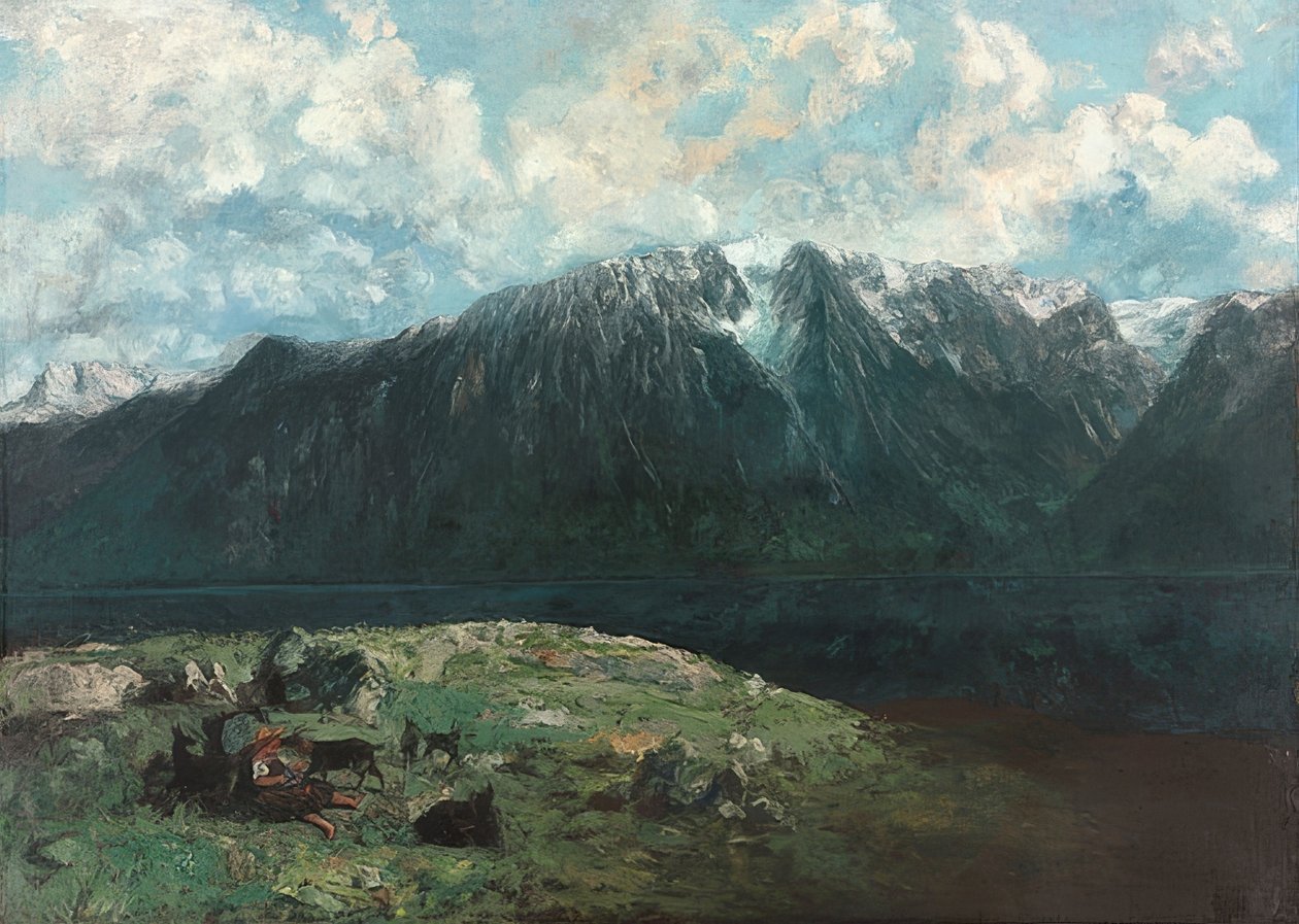 Panoramaudsigt over Alperne, Les Dents du Midi. 1877 af Gustave Courbet