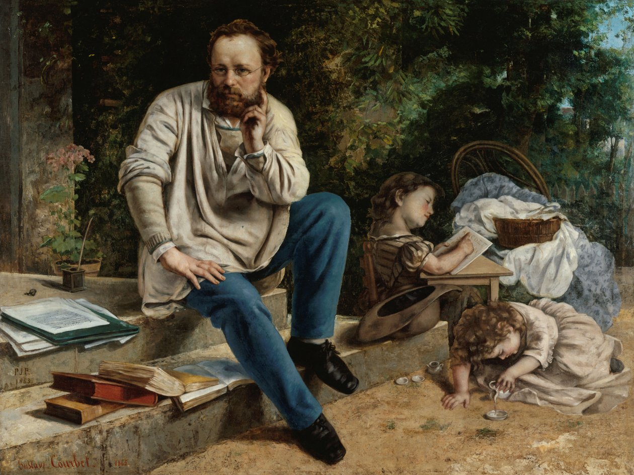 Pierre-Joseph Proudhon 1809-1865 og hans børn, 1865. af Gustave Courbet