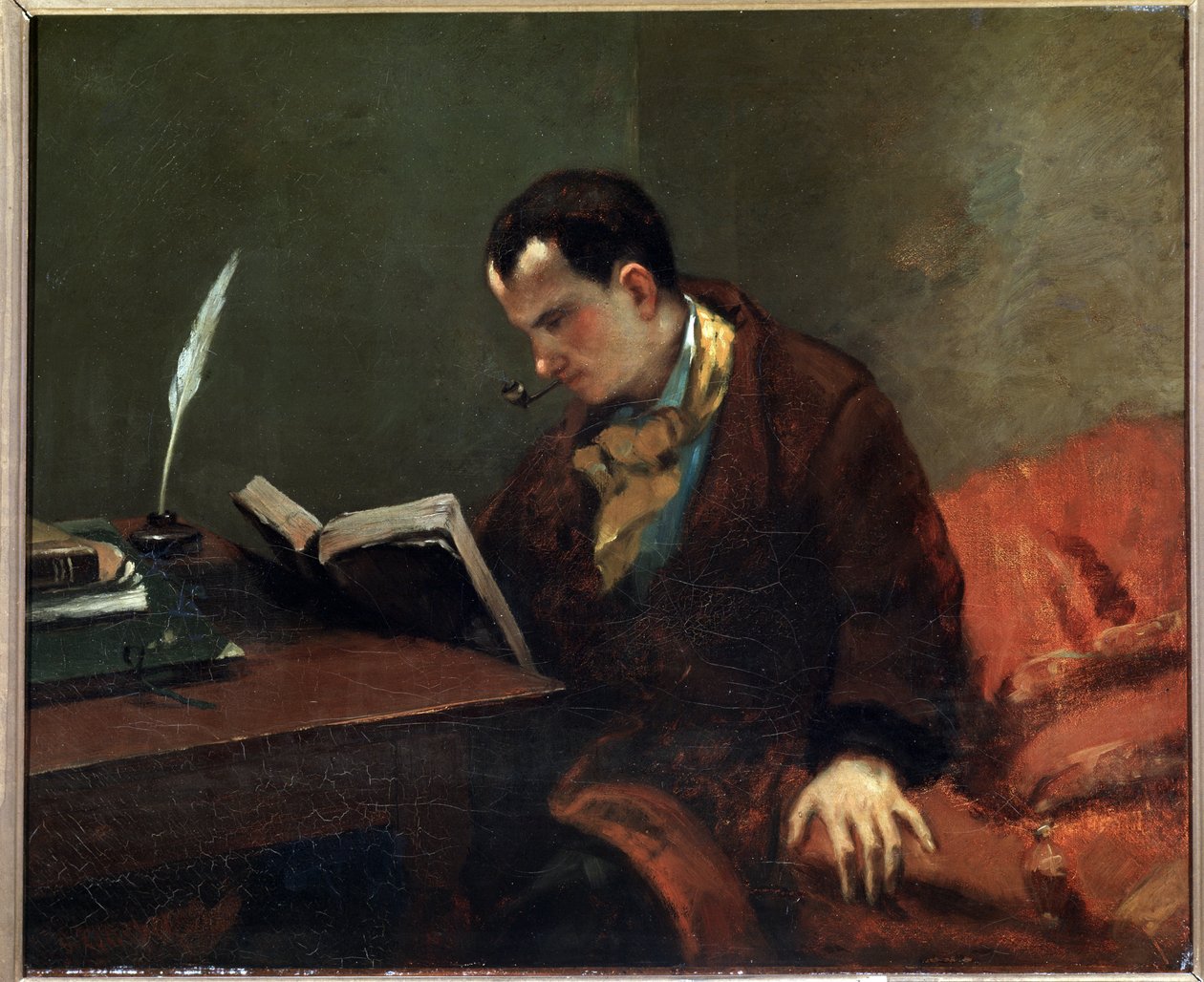 Portræt af digteren Charles Baudelaire - olie på lærred af Gustave Courbet