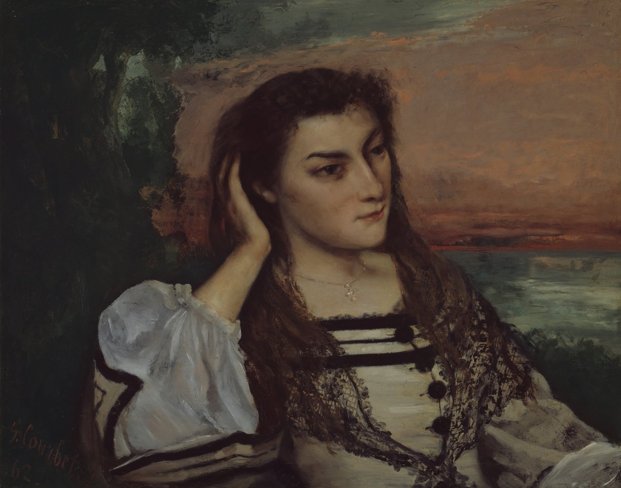 Reverie Portræt af Gabrielle Borreau, 1862. af Gustave Courbet