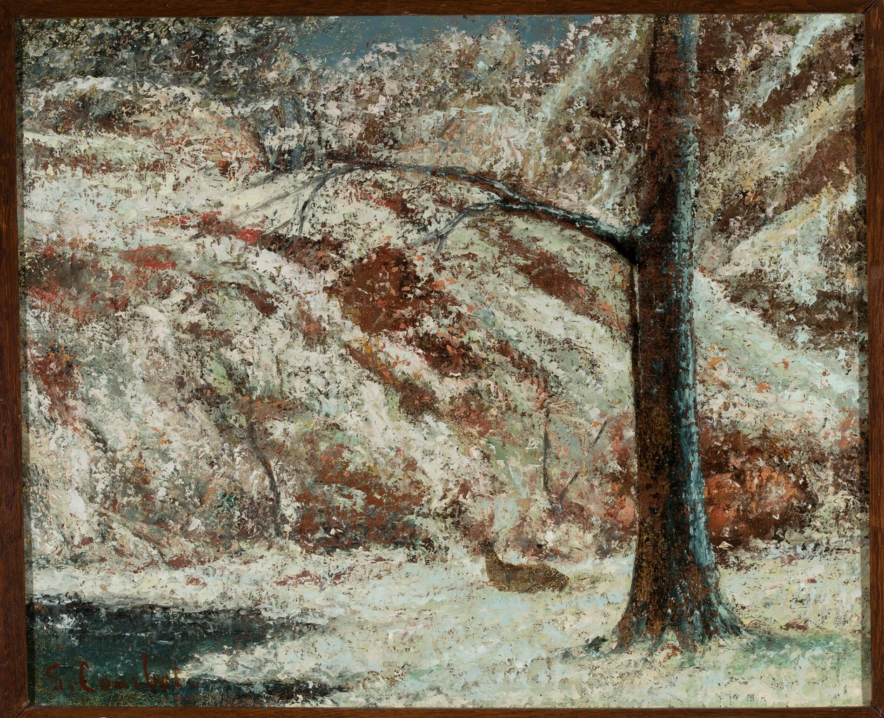 Et rådyr i sneen i skoven af Gustave Courbet