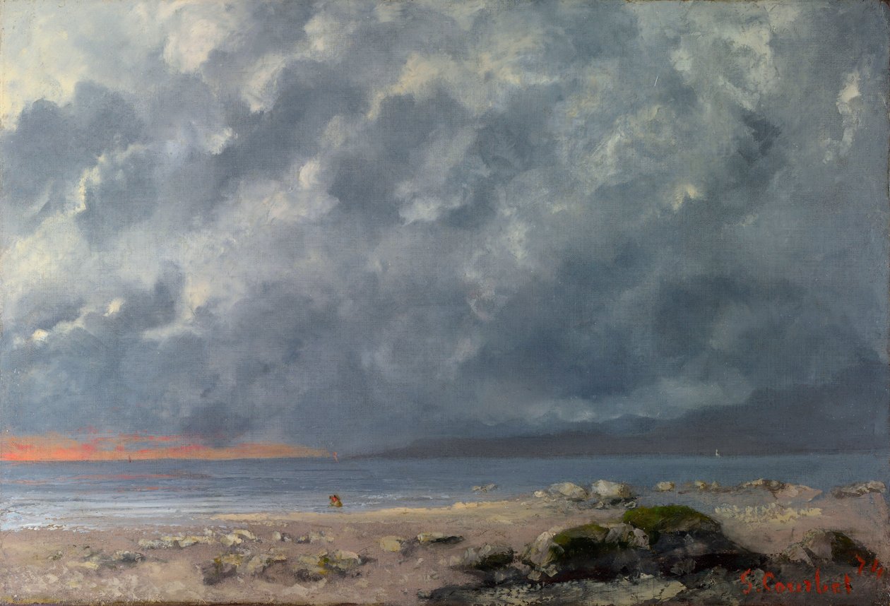 ""Scene de plage"" (strandscene) Peinture de Gustave Courbet (1819-1877) - 1874 - Olie på lærred Dim 38x55,5 cm National Gallery, Londres af Gustave Courbet