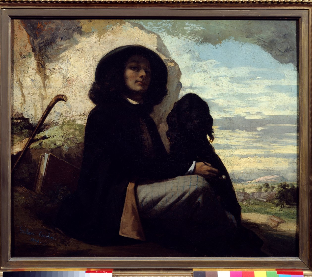 Selvportræt med sin hund af Gustave Courbet (1819-1877) 1842 af Gustave Courbet