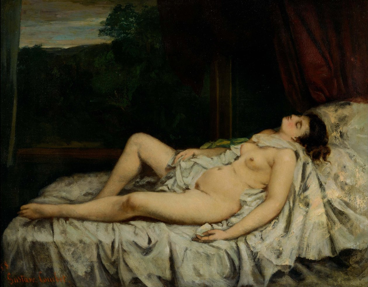 Sovende nøgen af Gustave Courbet