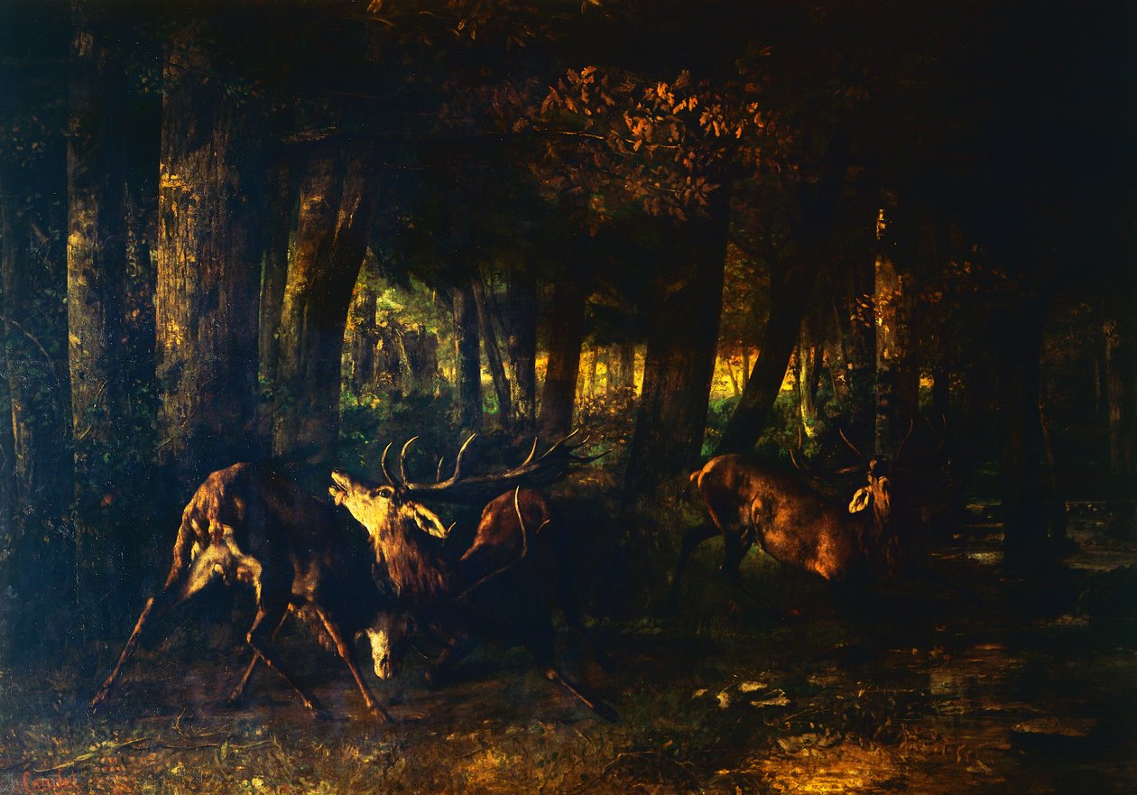 Forårsbrust, slag af hjorte af Gustave Courbet