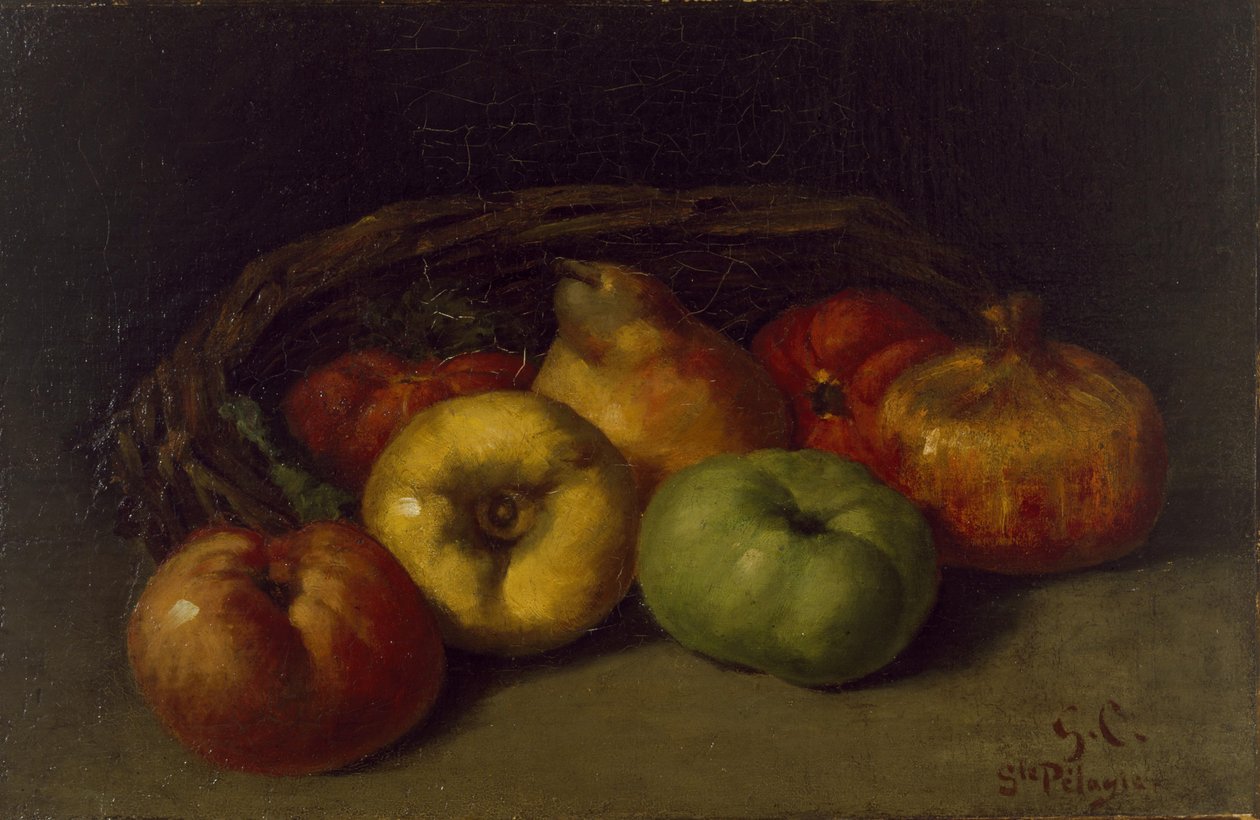 Stilleben med æbler, pærer og granatæbler af Gustave Courbet