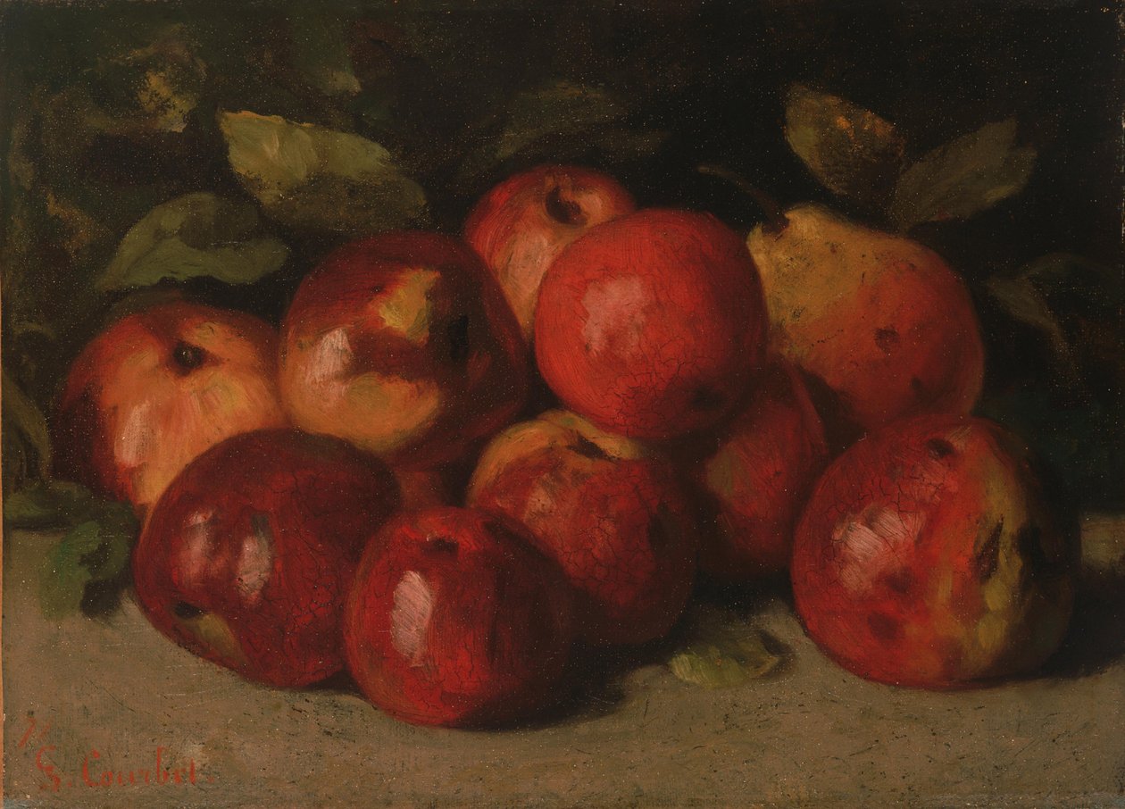 Stilleben med æbler og en pære af Gustave Courbet