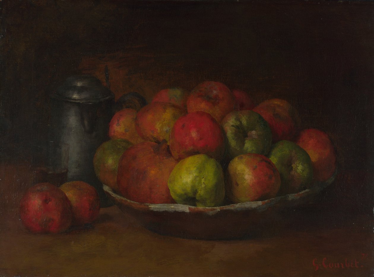 Stilleben med æbler og et granatæble, 1871-1872 af Gustave Courbet