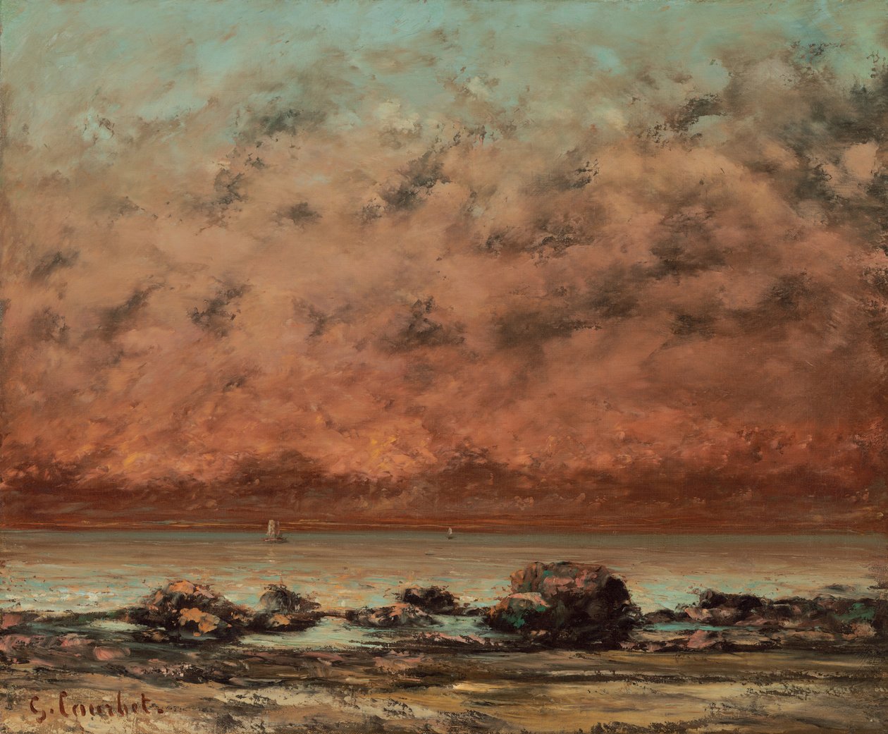 The Black Rocks ved Trouville af Gustave Courbet