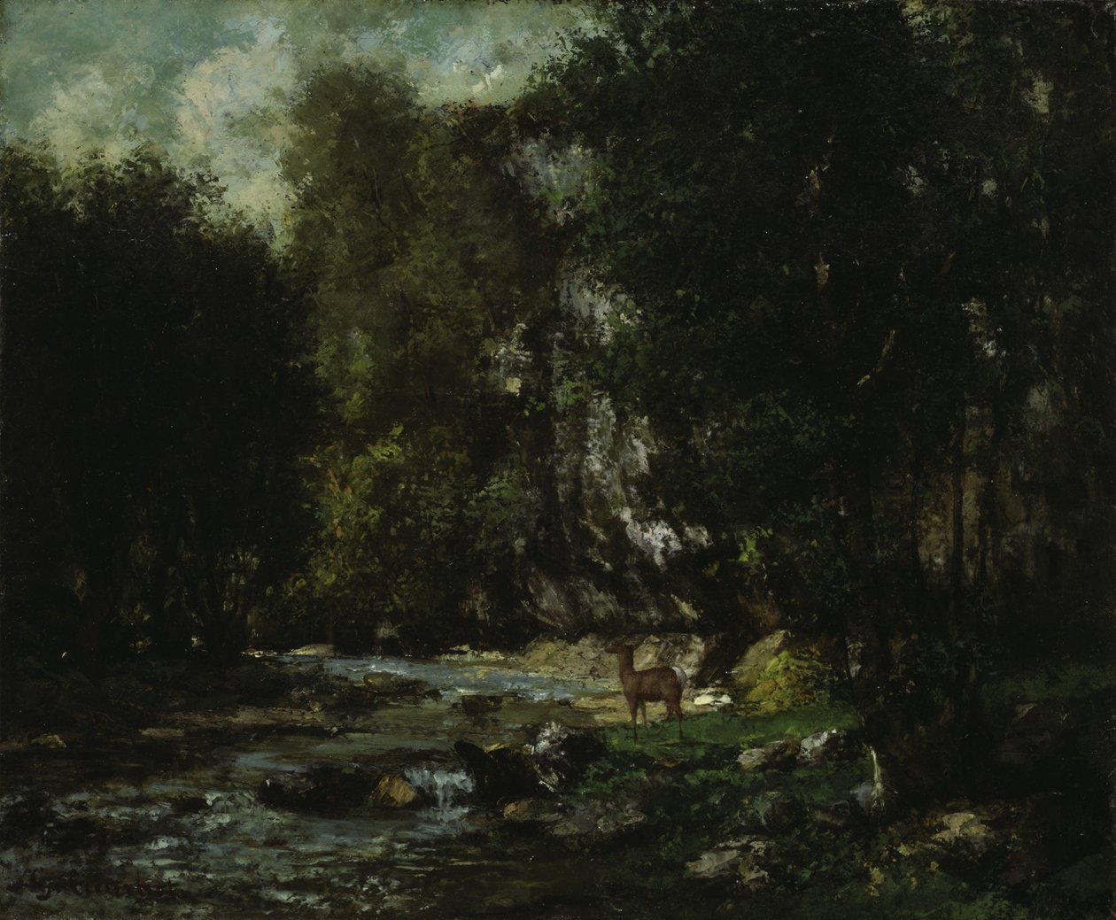 The Brook of Les Puits-Noir, ca. 1855 (olie på lærred) af Gustave Courbet