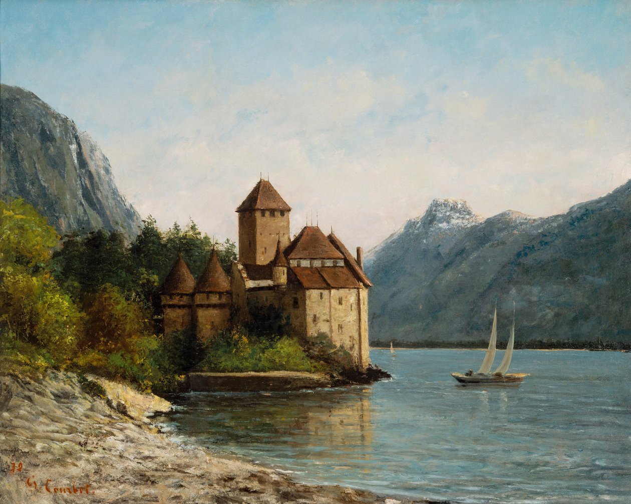Chillon-slottet, aften, ca. 1872 af Gustave Courbet