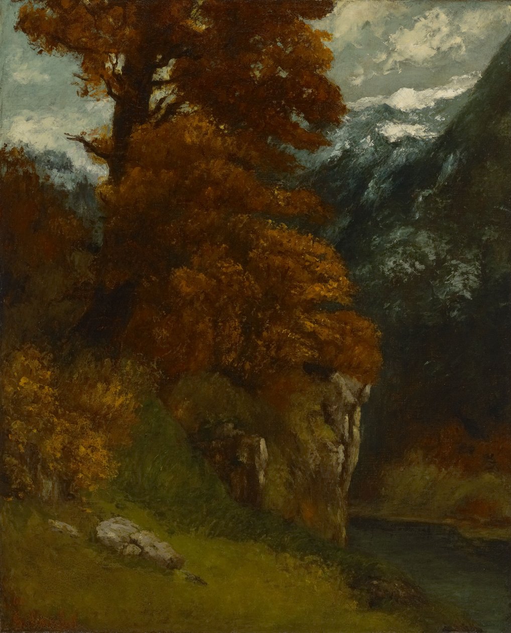 The Glen i Ornans (ved Doubs-floden; efterårsstemning) af Gustave Courbet