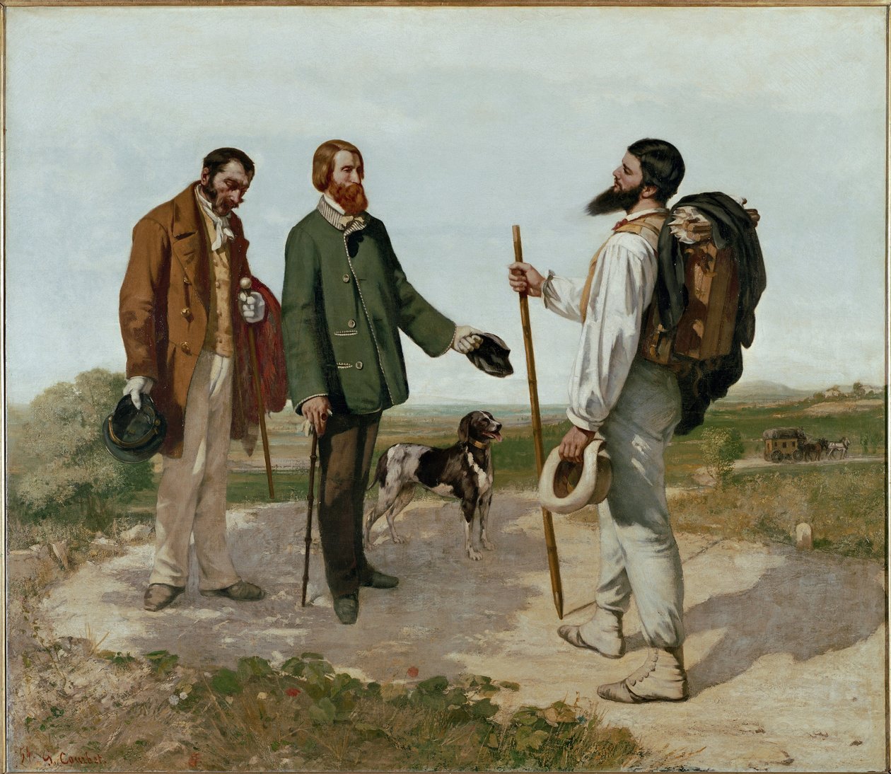 Mødet eller godmorgen monsieur Courbet (olie på lærred af Gustave Courbet