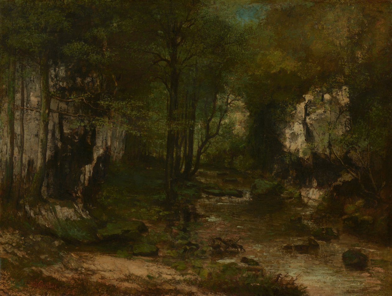 The Stream (Le Ruisseau du Puits-Noir; Loue-dalen) af Gustave Courbet