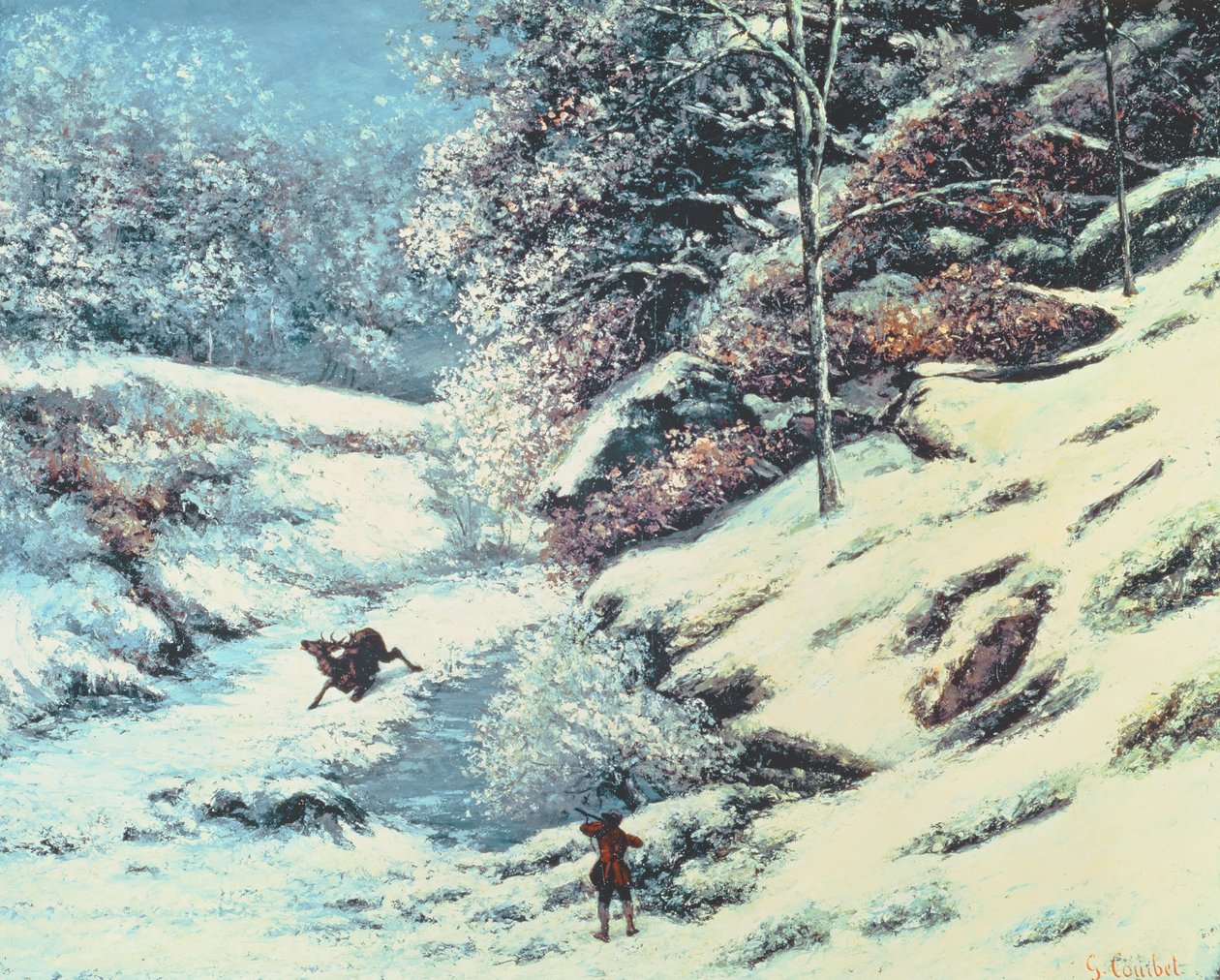 Den sårede kronhjort, ca. 1869 af Gustave Courbet