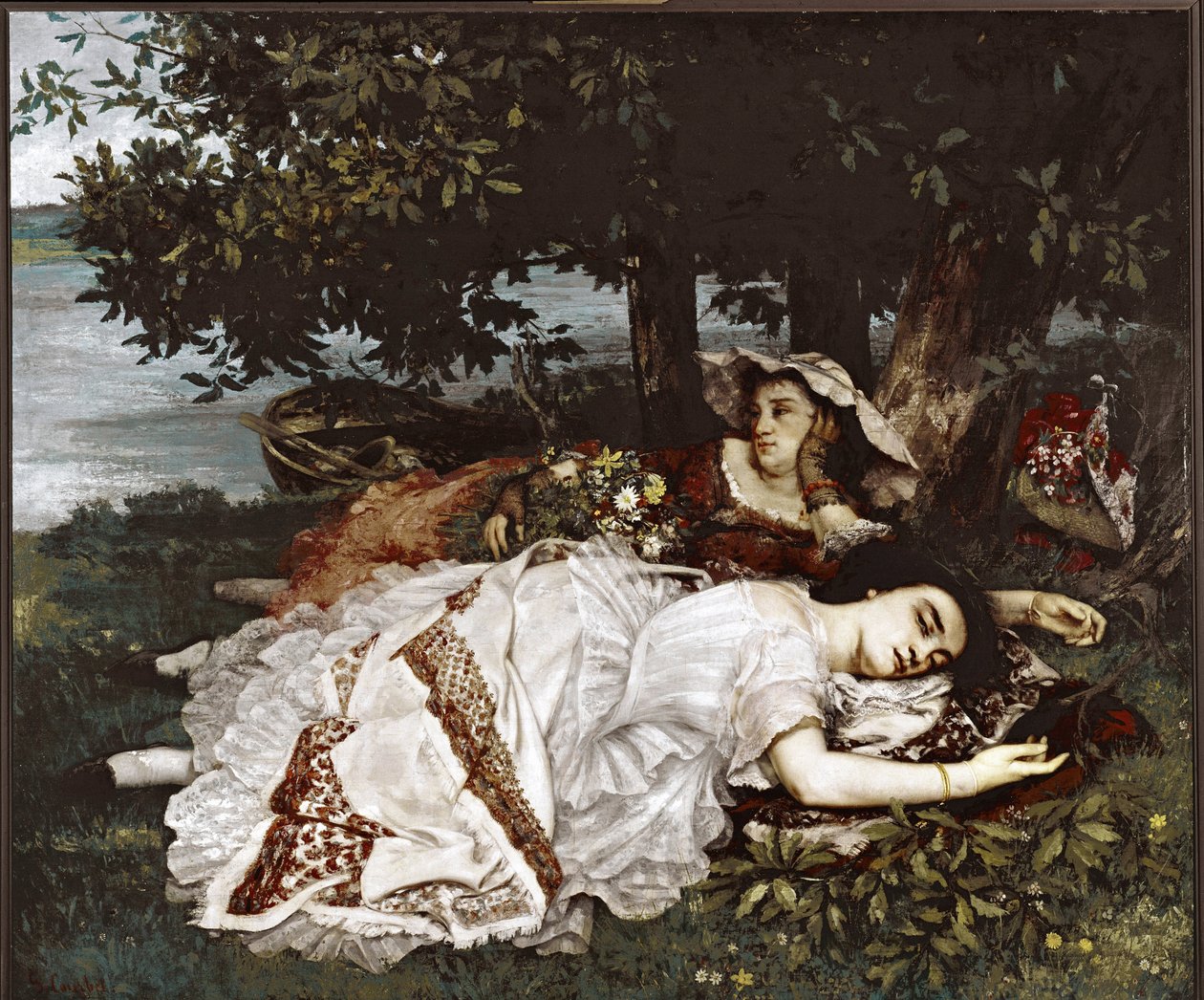 Damerne ved Seines bredder (olie på lærred af Gustave Courbet