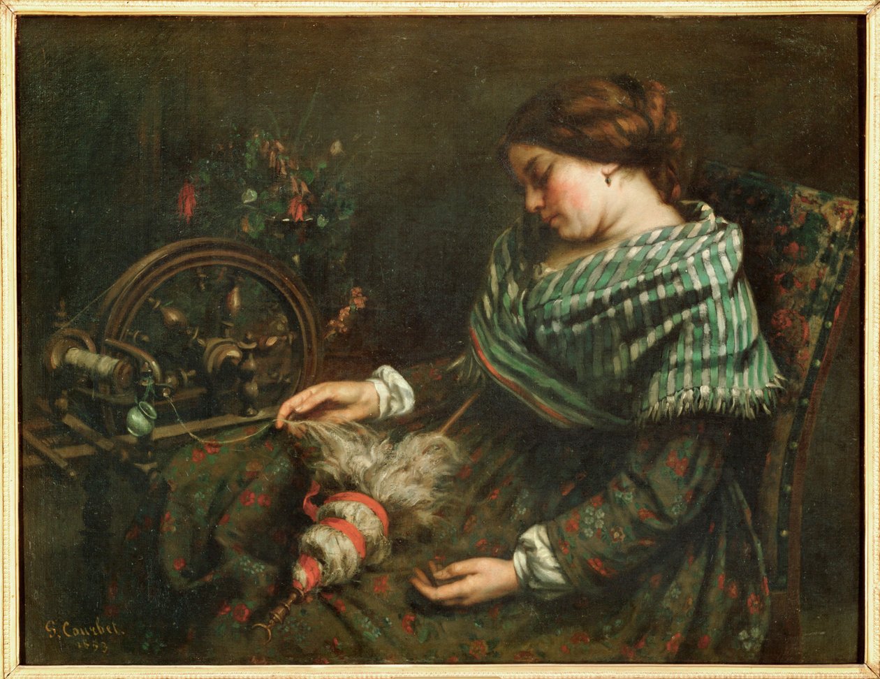 Den sovende spinder (maleri på lærred) af Gustave Courbet