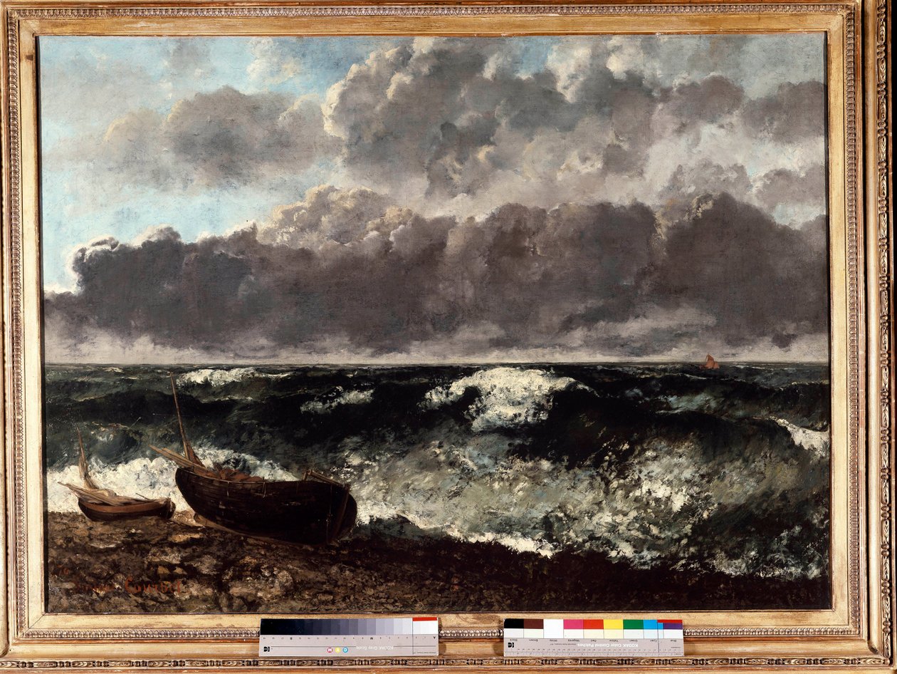 Det stormfulde hav siger bølgen. Maleri af Gustave Courbet (1819-1877) af Gustave Courbet
