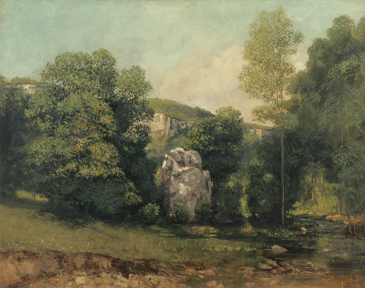 Breme-strømmen, der dukker op fra Puits Noir, 1865 af Gustave Courbet