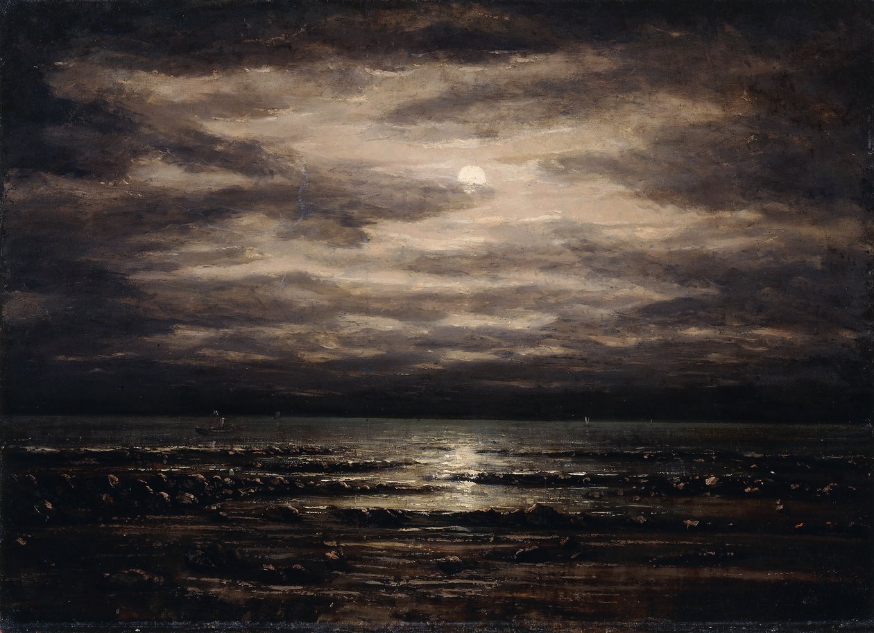 Twilight på Lake Leman i Bon Port, 1876 af Gustave Courbet