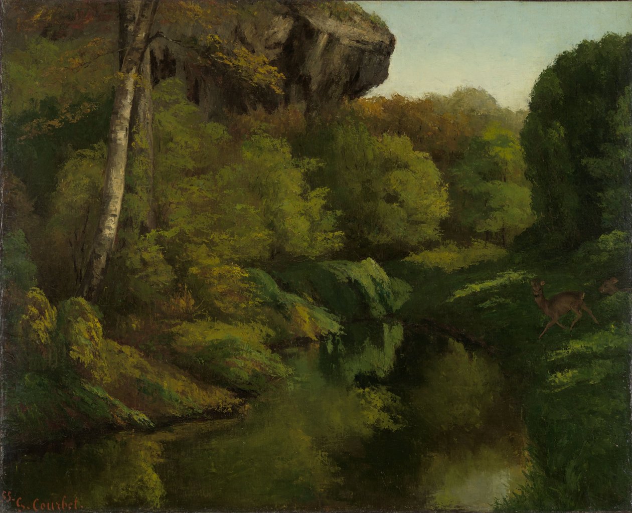 Udsigt i skoven Fontainebleau af Gustave Courbet