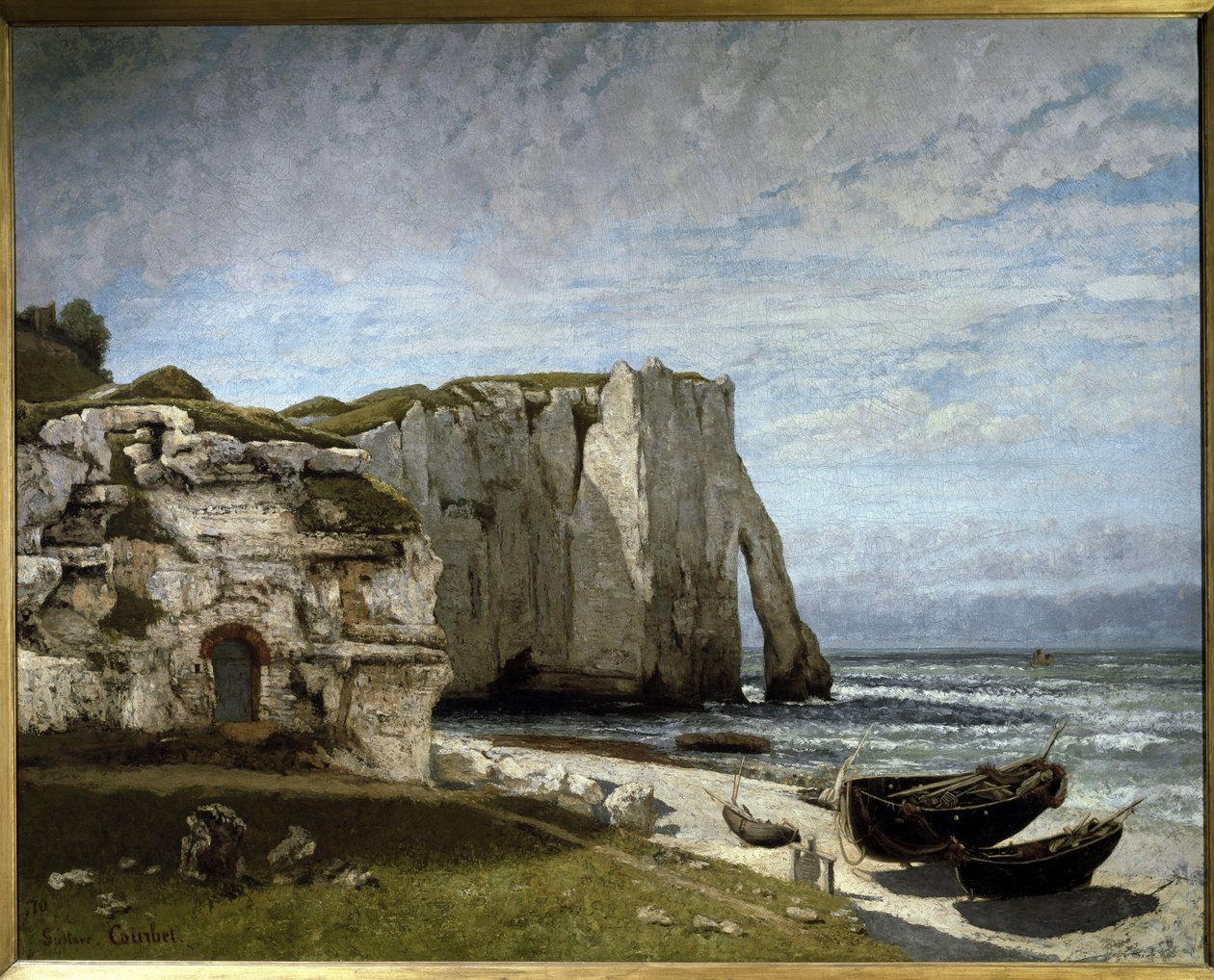 Udsigt over Etretats klipper efter stormen, Normandiet af Gustave Courbet