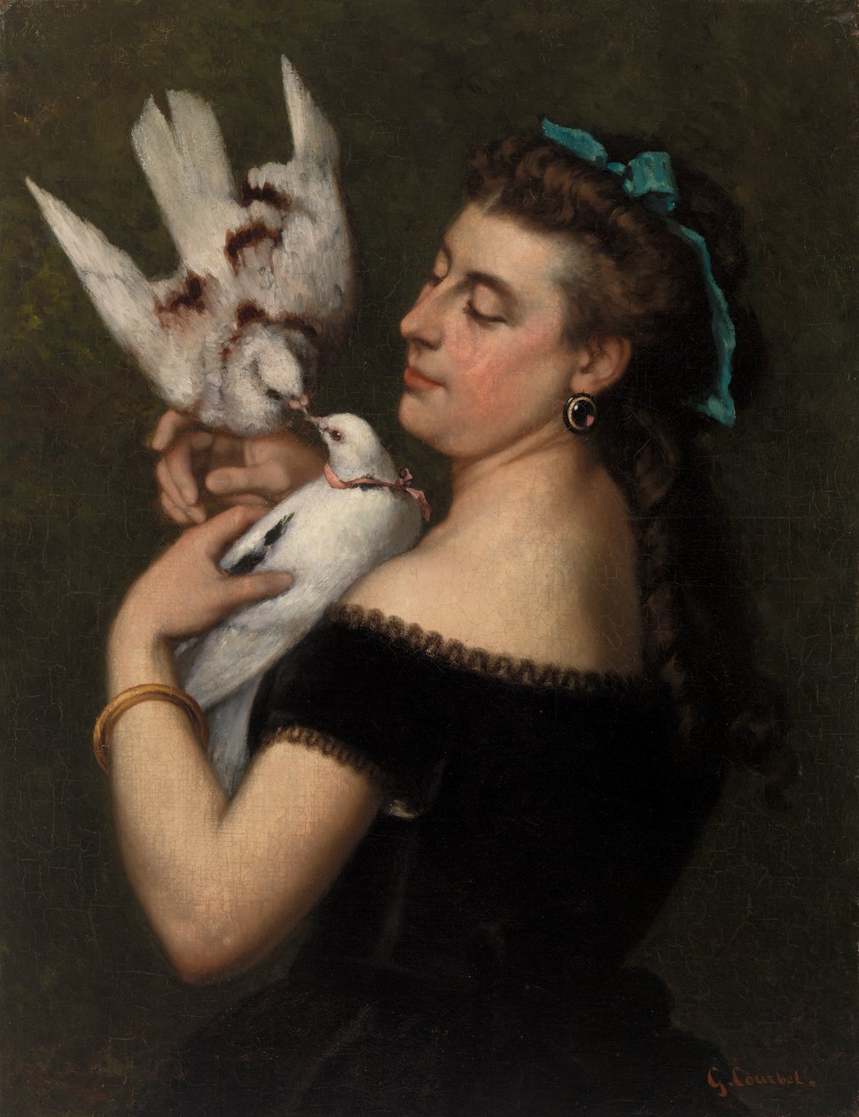 Kvinde med duer af Gustave Courbet