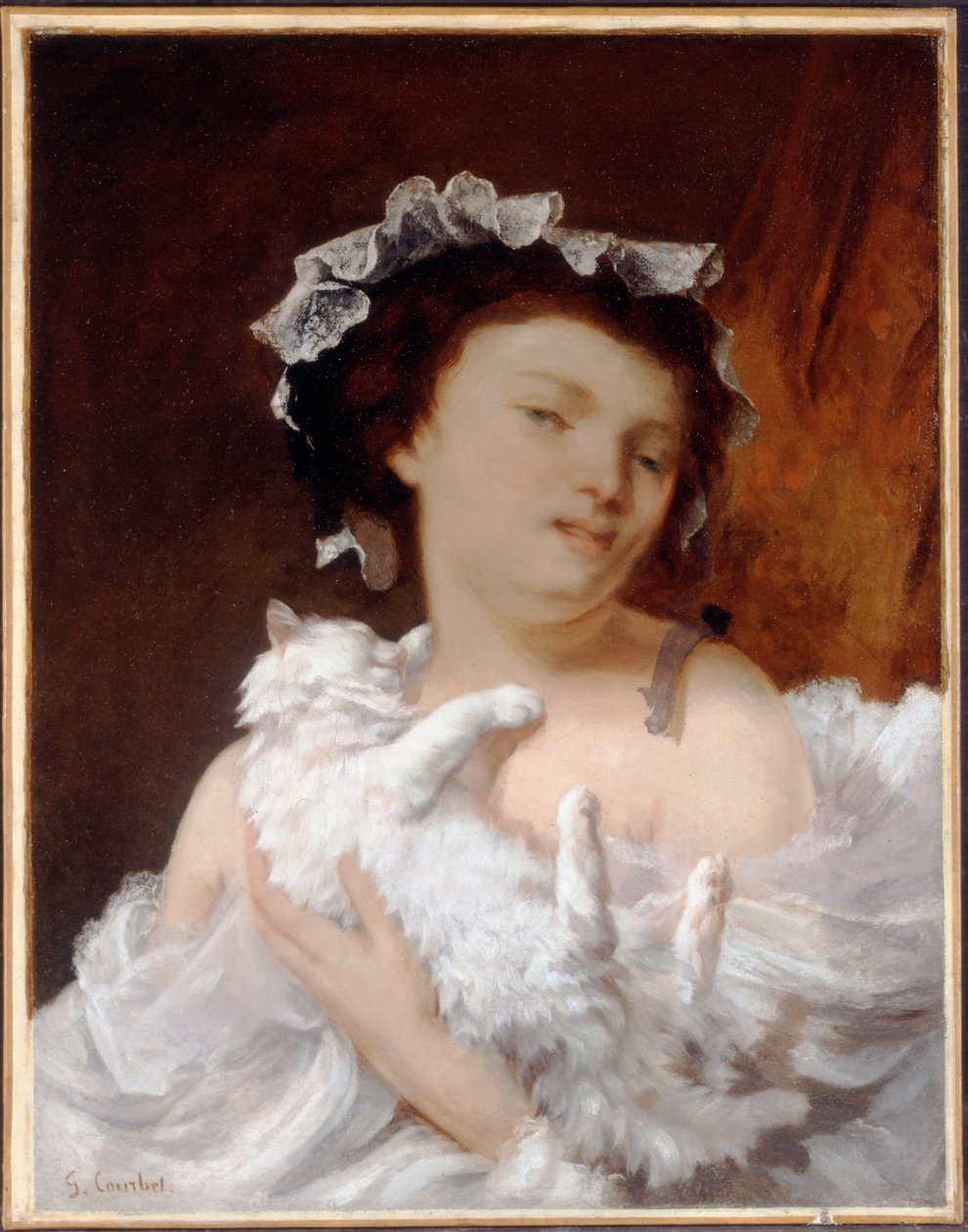 Kvinde med en kat, 1864 af Gustave Courbet