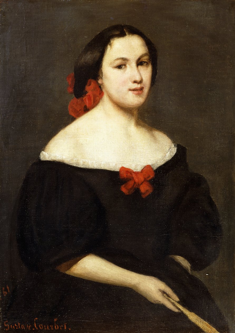 Kvinde med fan; Femme a L"Eventail, 1861 af Gustave Courbet