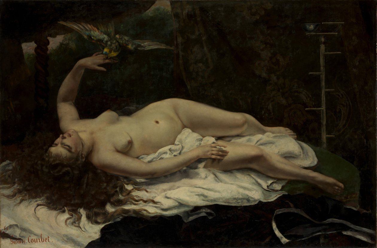 Kvinde med en papegøje, 1866. af Gustave Courbet
