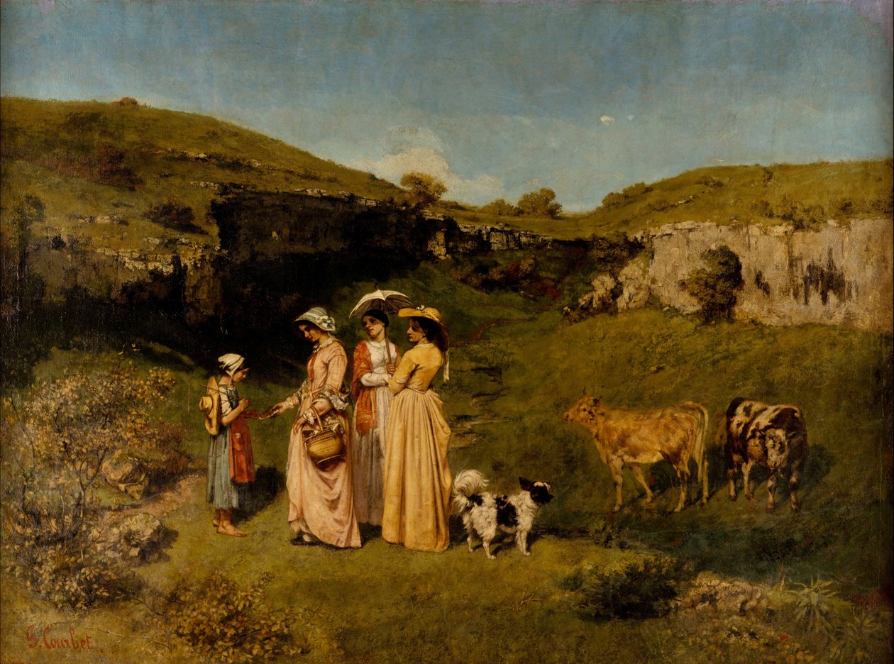 Landsbyens unge damer af Gustave Courbet